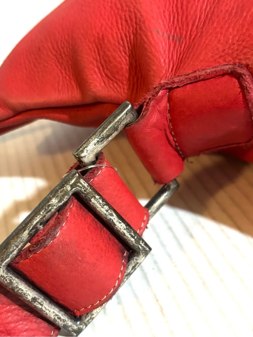 Red vintage Leather Crossbody Bag - Sleek Everyday Shoulder Bag